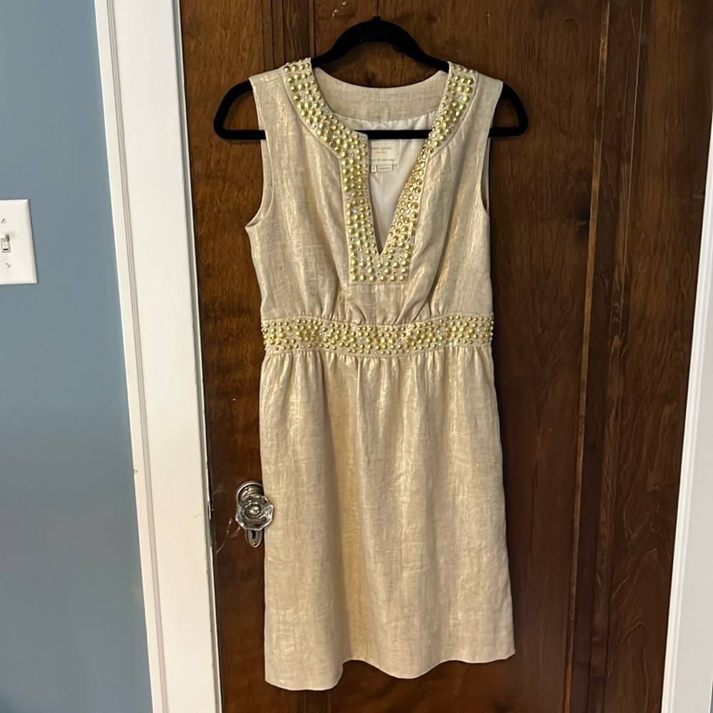 Kate Spade gold shimmer cocktail dress. Size 2